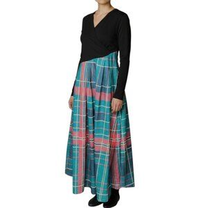 Women's NWT Black and Christmas Plaid Maxi Dress Size M